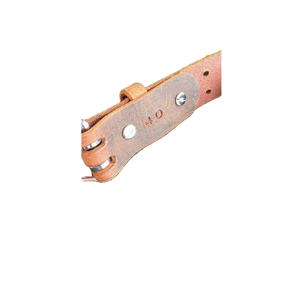 2 Hole Double Prong FULL GRAIN Thick Leather Heavy Duty Belt 1.5
